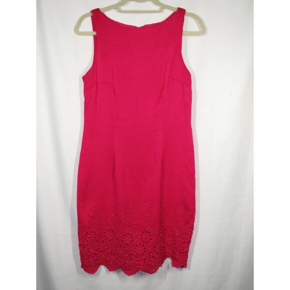 Vintage Miss Scarlett Fuchsia Floral Embroidered Cut Out Scalloped Dress Size 10 - Picture 6 of 13